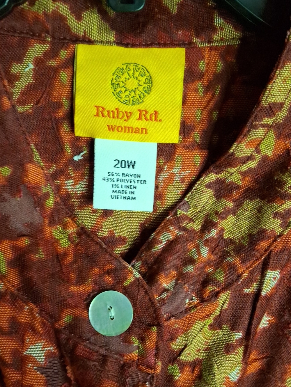 Ruby Rd. Women's Rust Printed Button-Front Blouse 20W Preloved - Picture 2 of 4